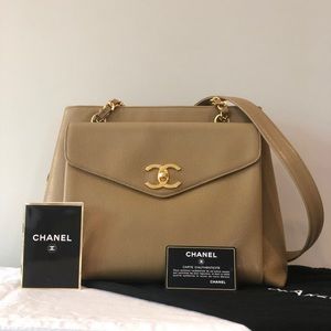 Chanel Tan Caviar Leather Tote